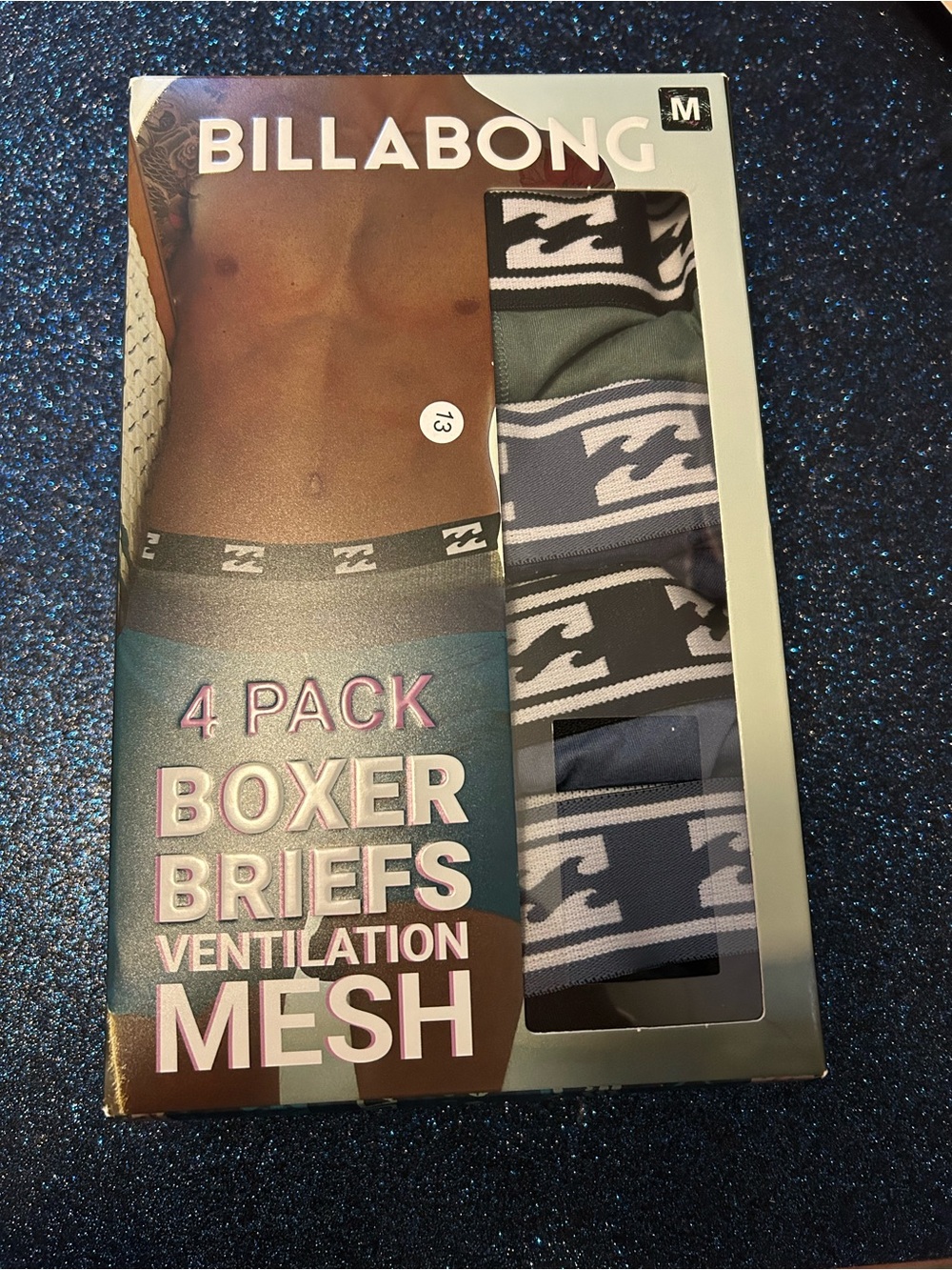 Billabong Men's 4-Pack Mesh Boxer Briefs - Olive/Gray/Black/Navy size Medium new
